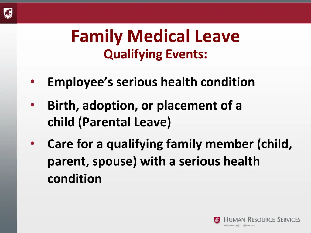 family medical leave qualifying events