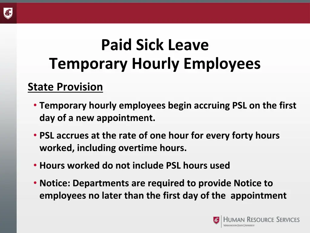 paid sick leave temporary hourly employees