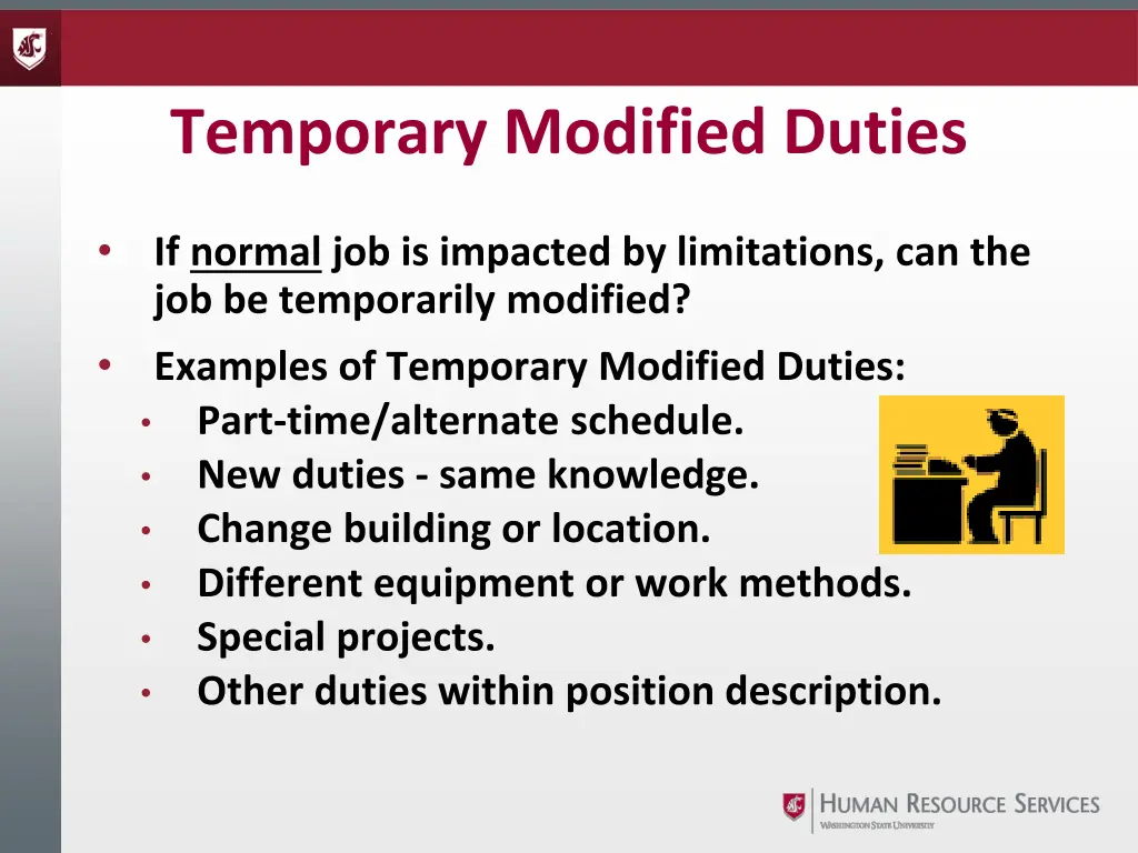 temporary modified duties