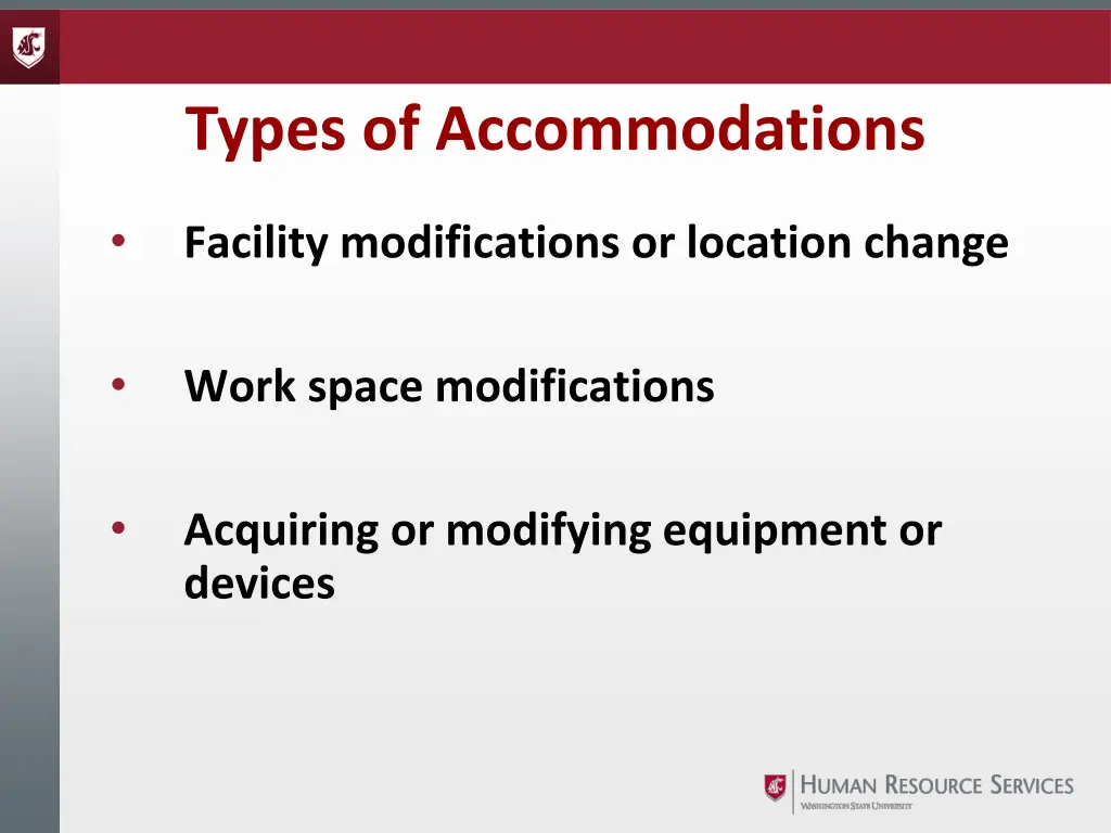 types of accommodations