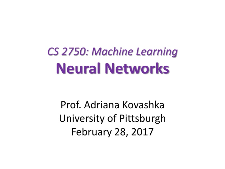 cs 2750 machine learning neural networks