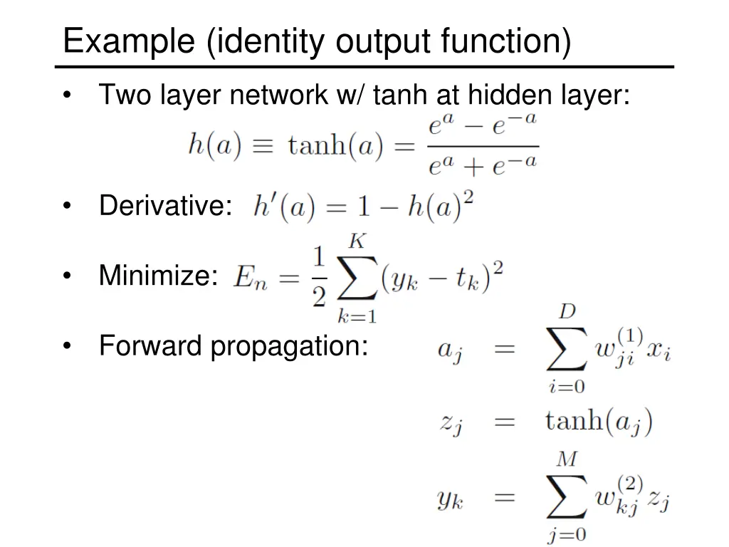 example identity output function