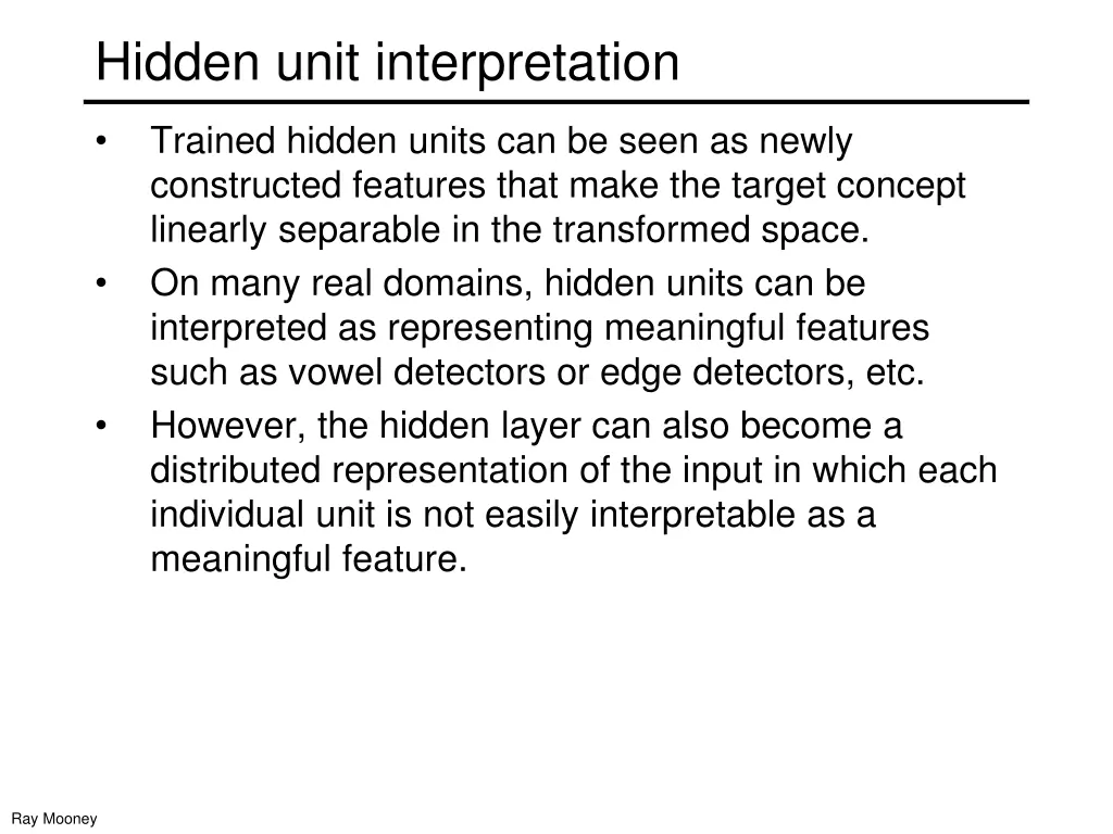 hidden unit interpretation