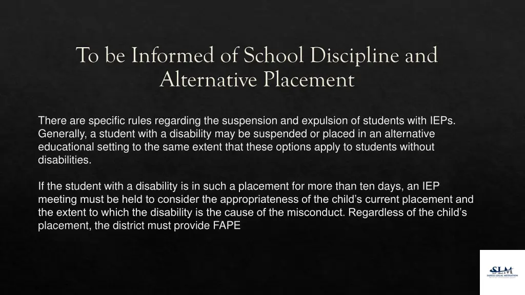 to be informed of school discipline