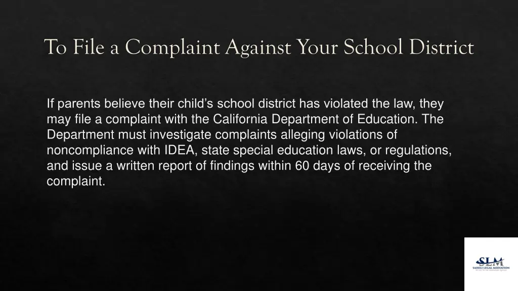 to file a complaint against your school district