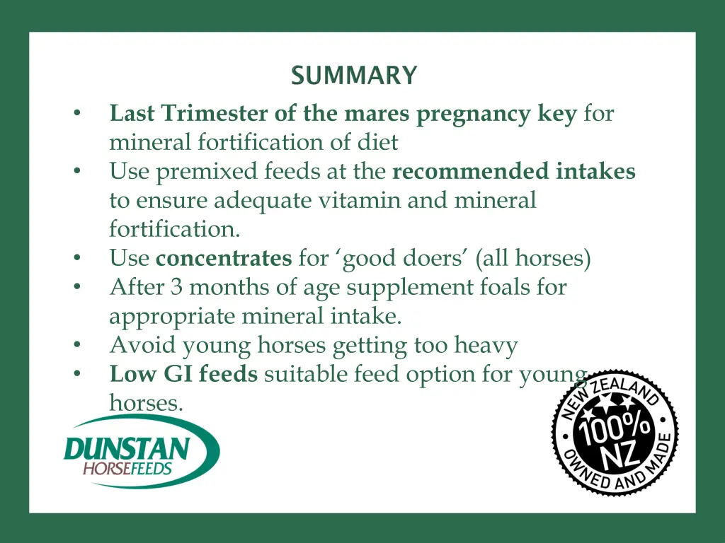 last trimester of the mares pregnancy