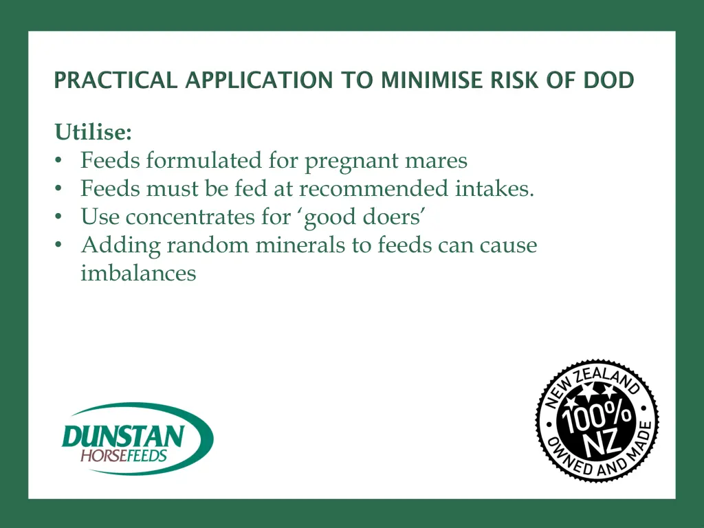 utilise feeds formulated for pregnant mares feeds