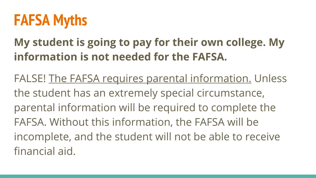 fafsa myths my student is going to pay for their