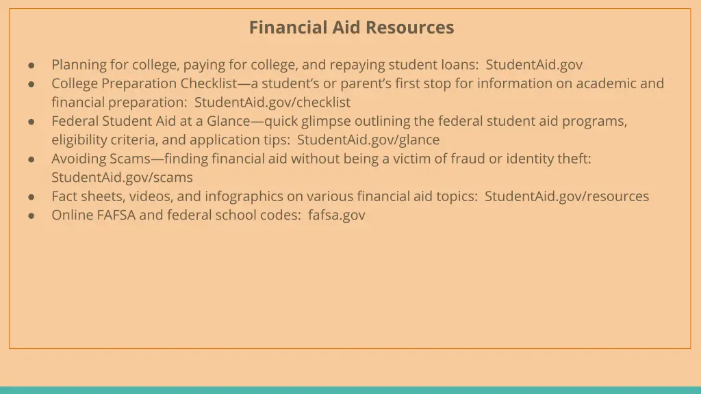 financial aid resources