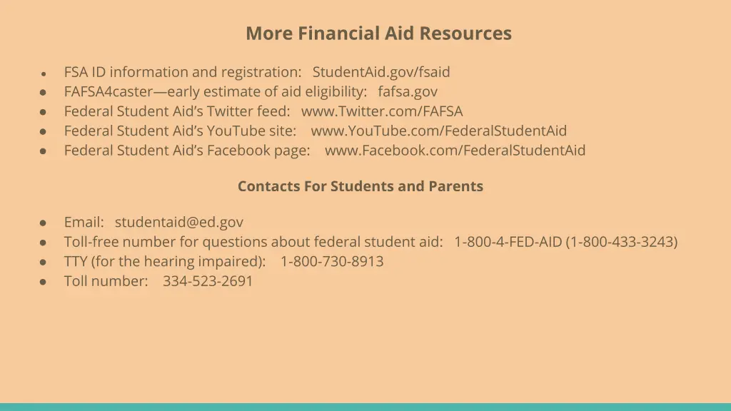 more financial aid resources