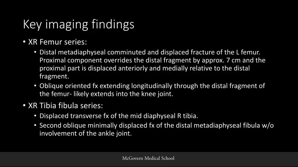 key imaging findings