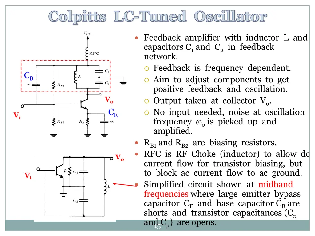 colpitts lc tuned oscillator