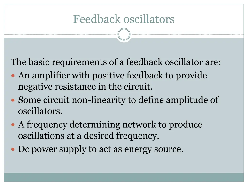 feedback oscillators