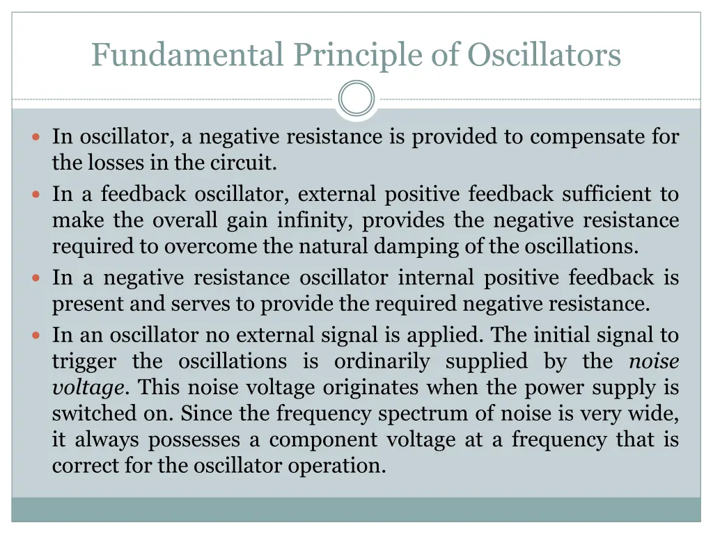 fundamental principle of oscillators