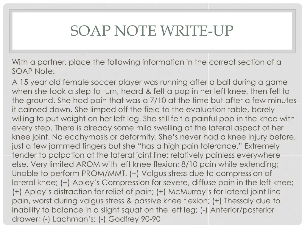 soap note write up