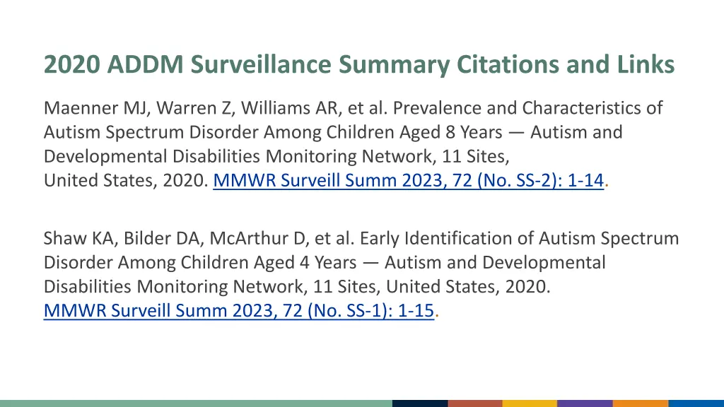 2020 addm surveillance summary citations and links