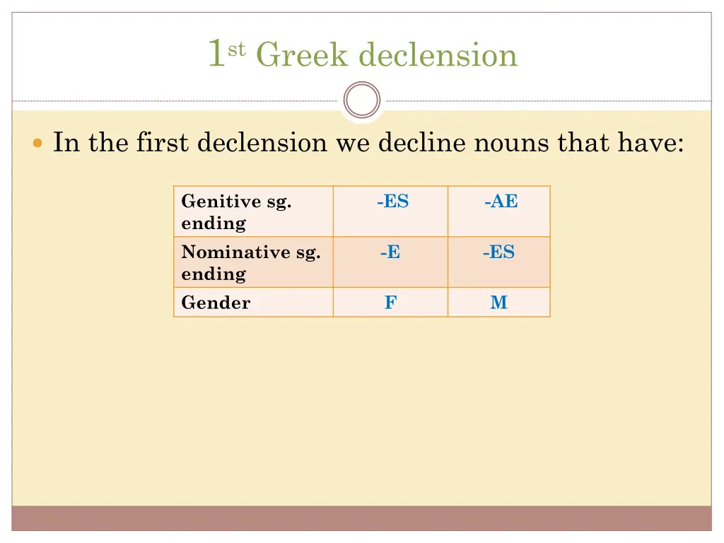 1 st greek declension