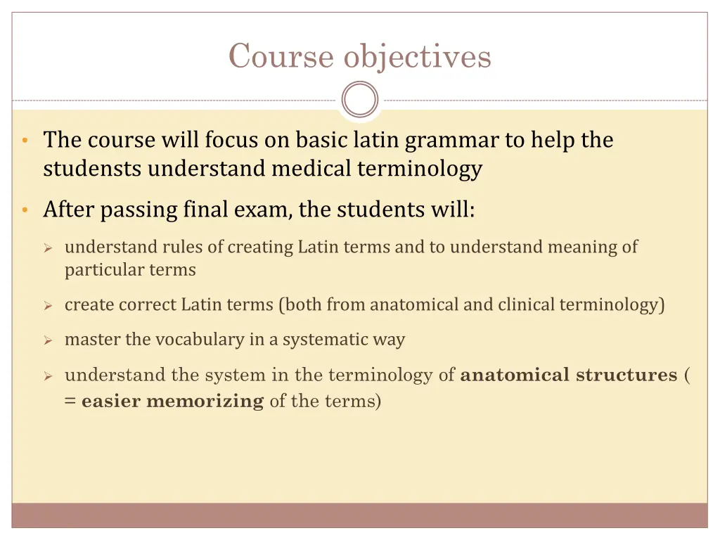 course objectives