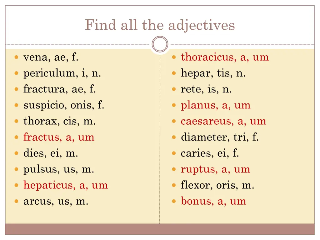 find all the adjectives 1