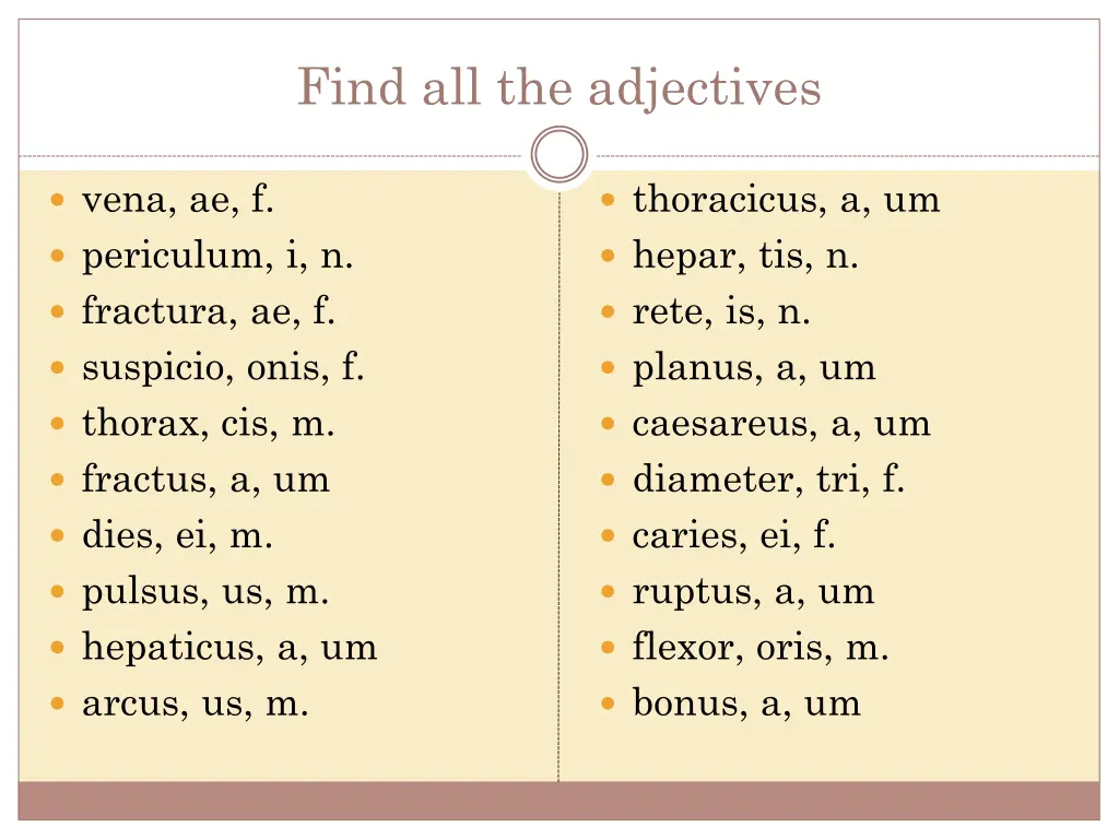 find all the adjectives