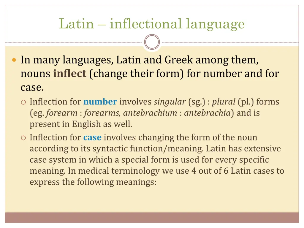 latin inflectional language