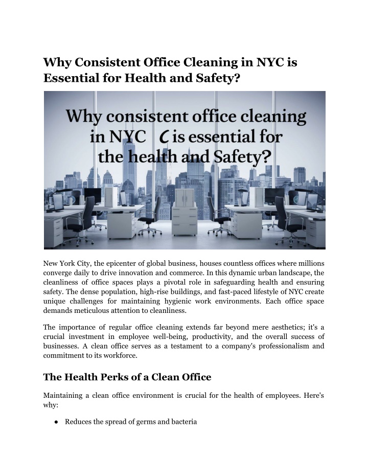 why consistent office cleaning
