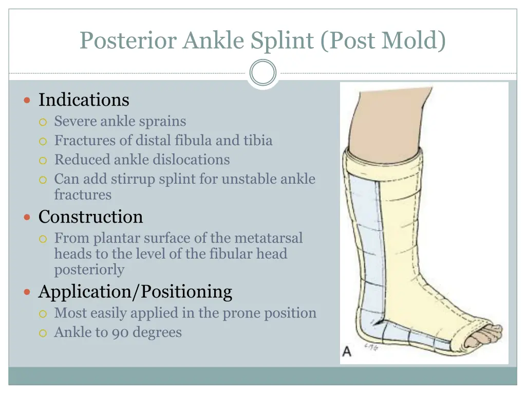 posterior ankle splint post mold