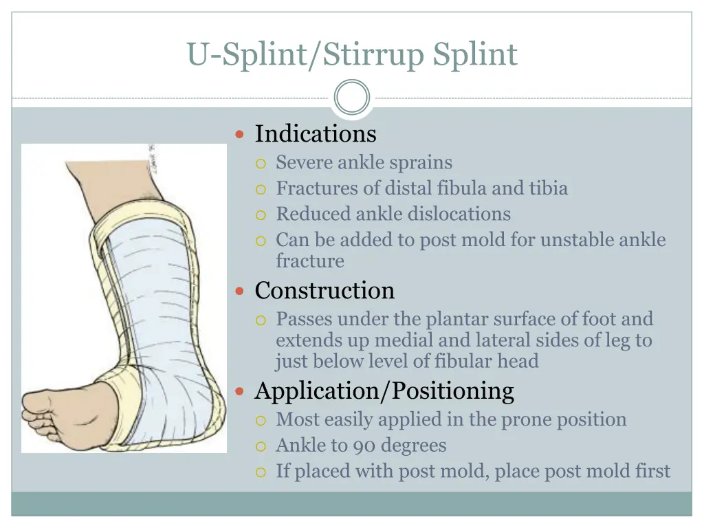 u splint stirrup splint