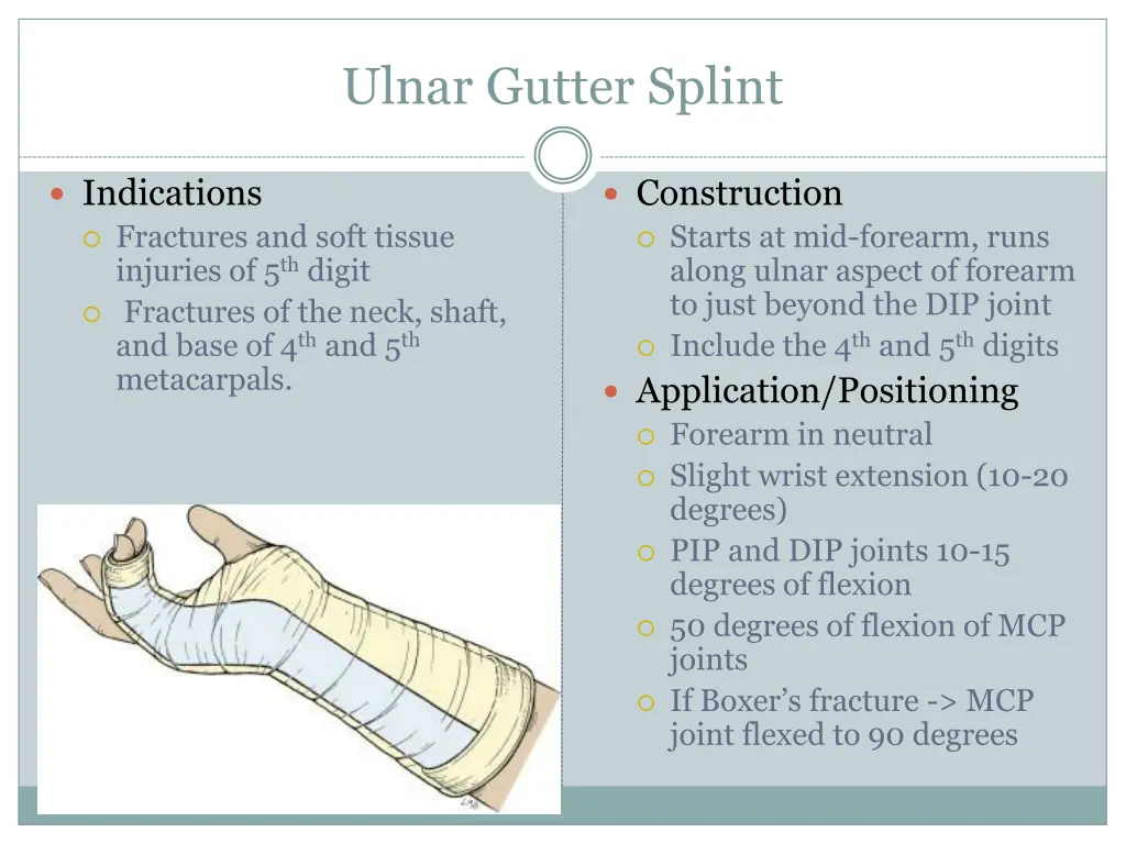 ulnar gutter splint