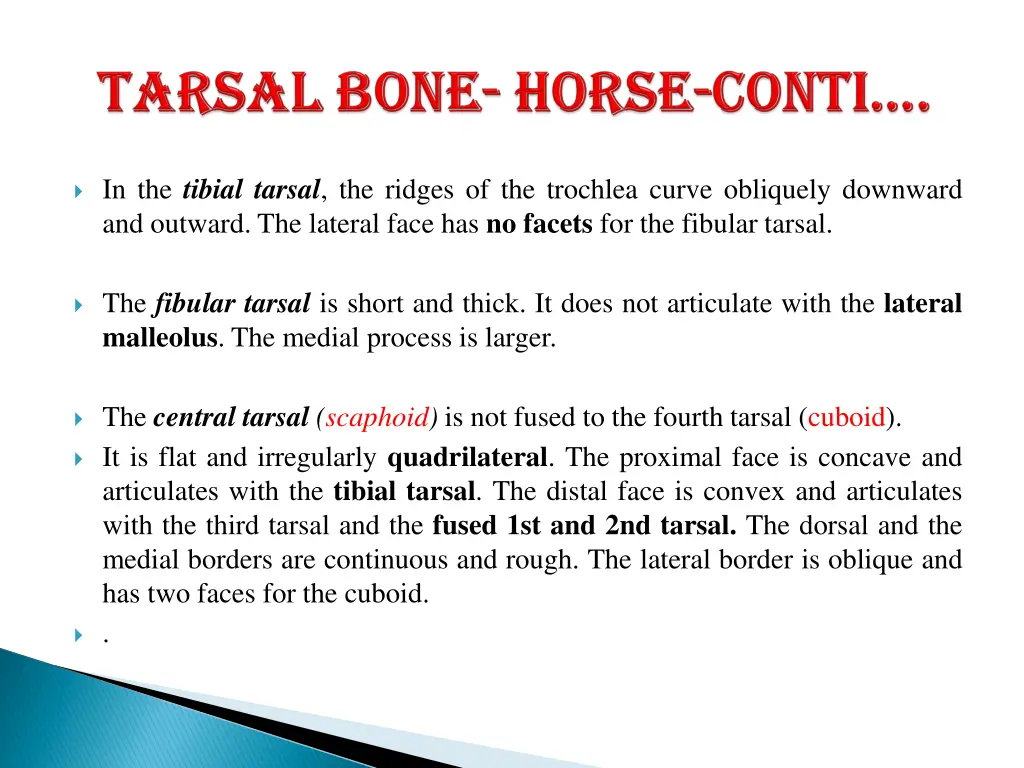 in the tibial tarsal the ridges of the trochlea