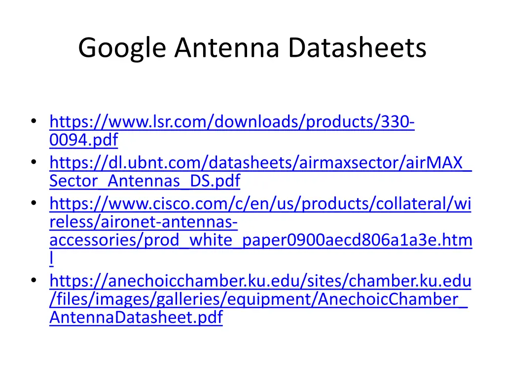 google antenna datasheets