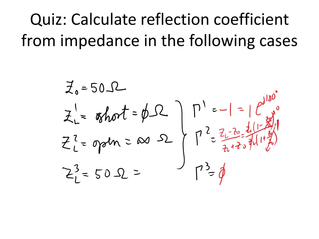 quiz calculate reflection coefficient from 1