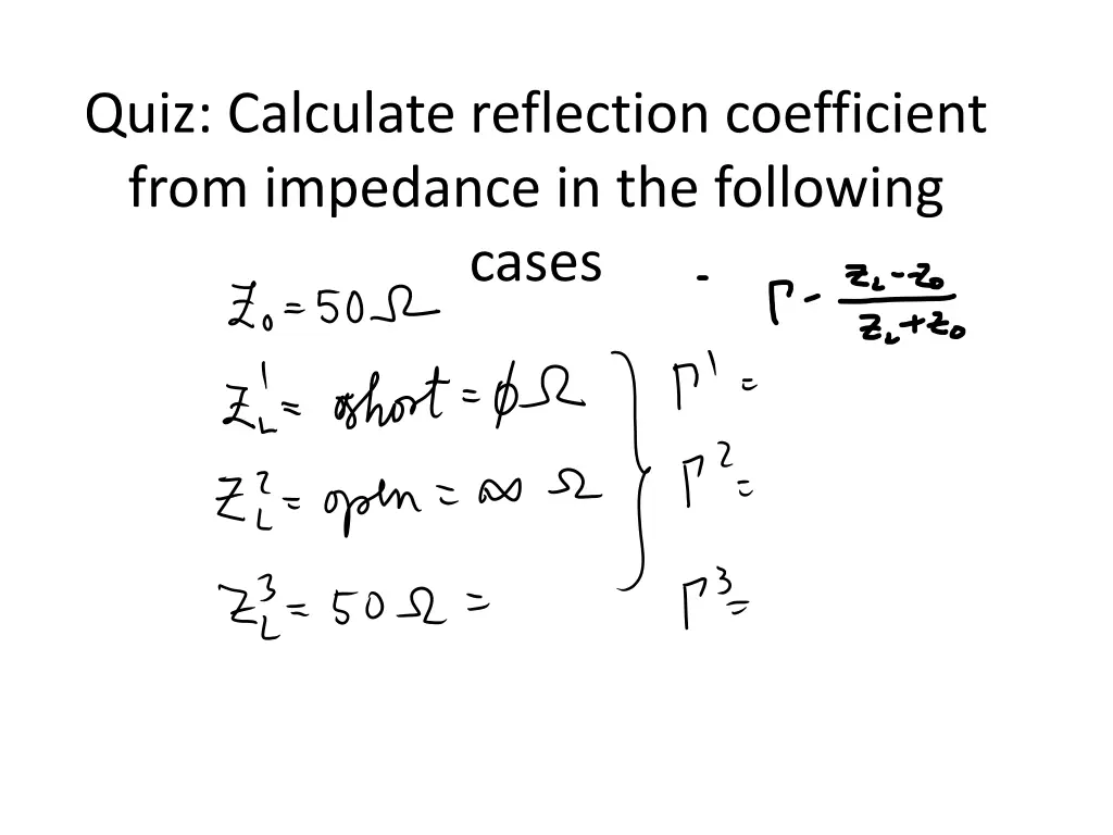 quiz calculate reflection coefficient from