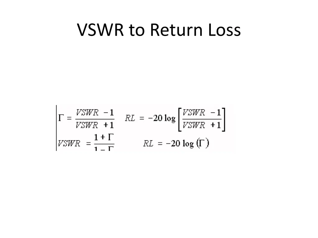 vswr to return loss