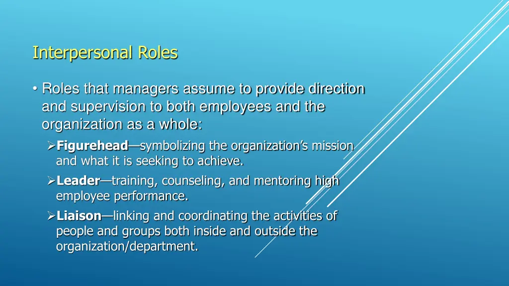 interpersonal roles