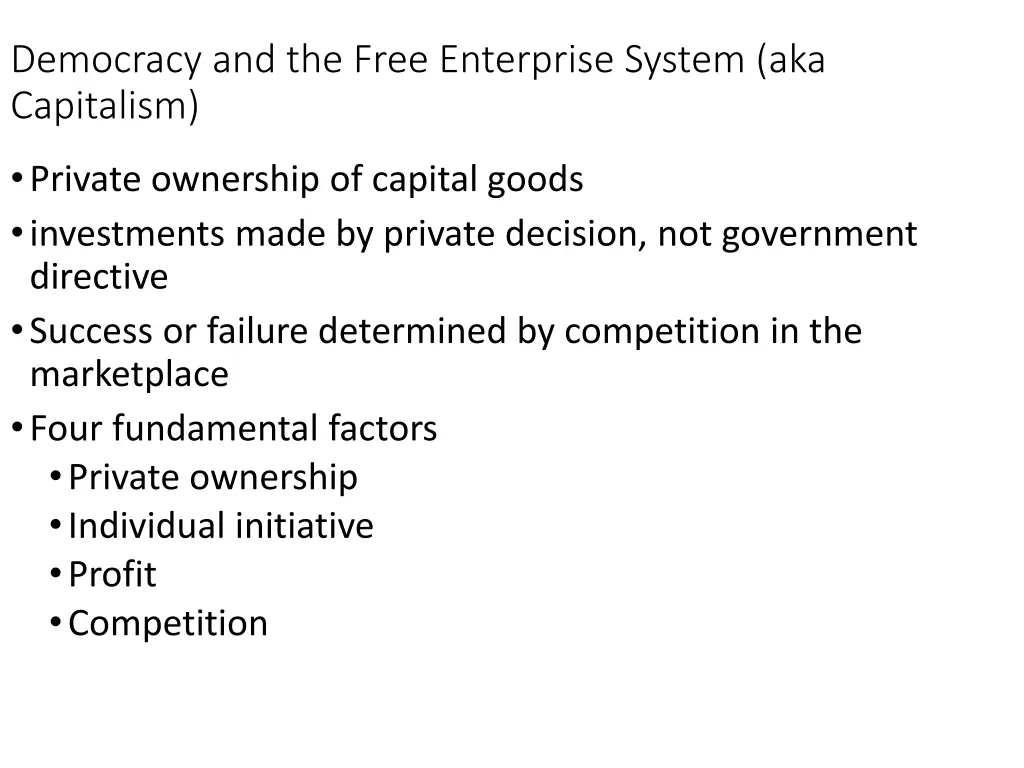 democracy and the free enterprise system