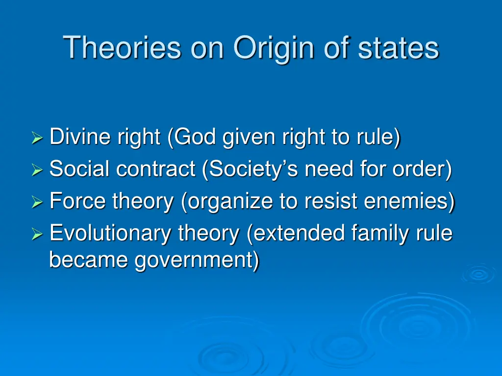 theories on origin of states