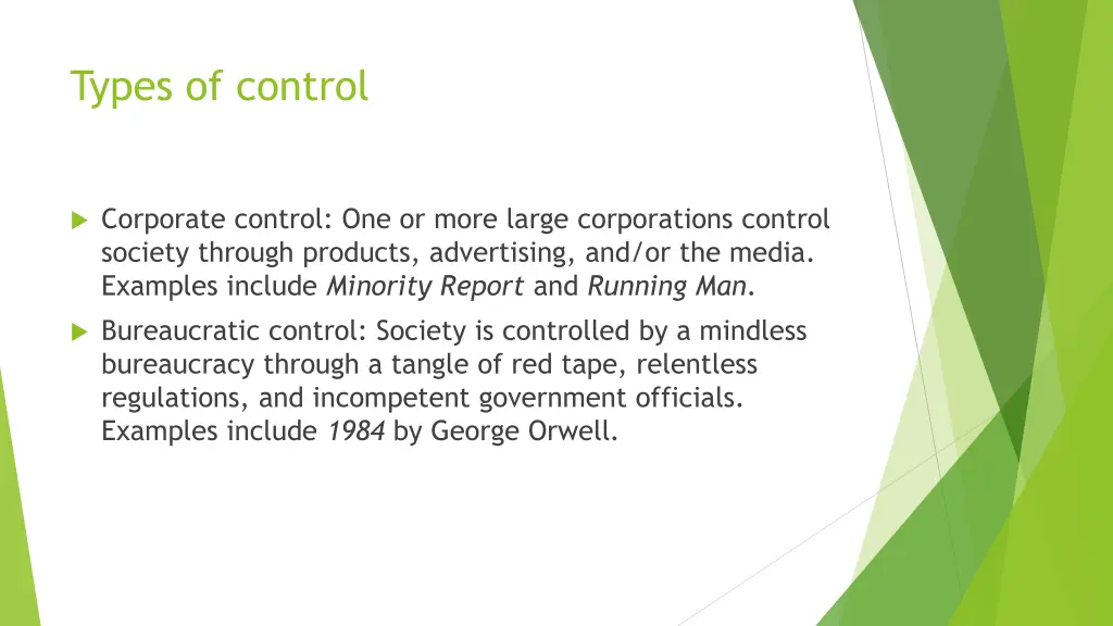 types of control