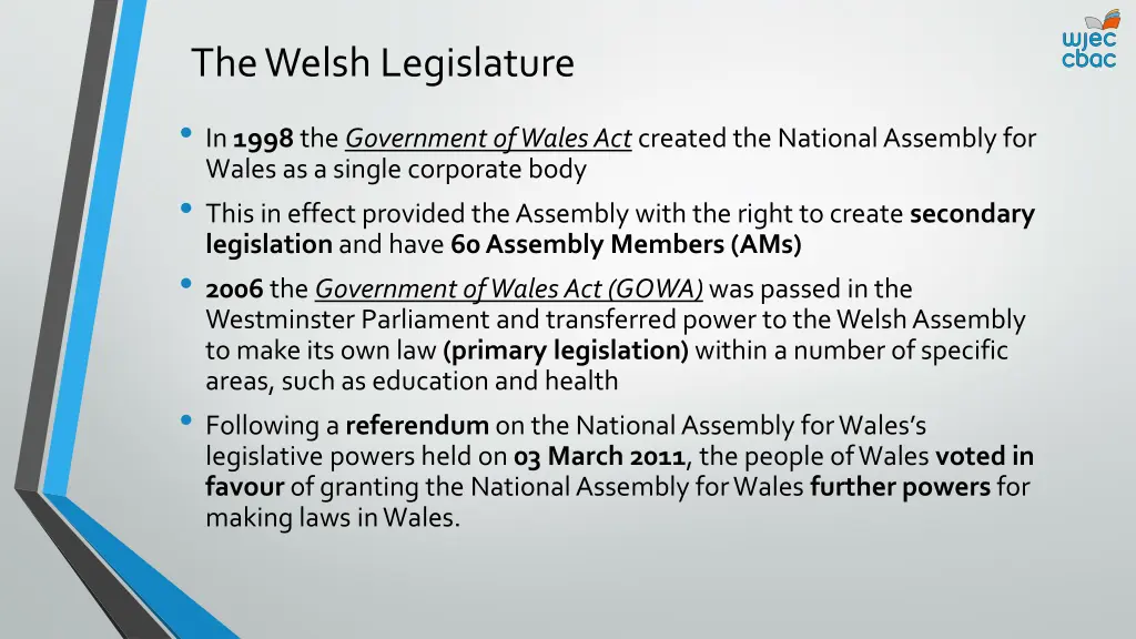 the welsh legislature