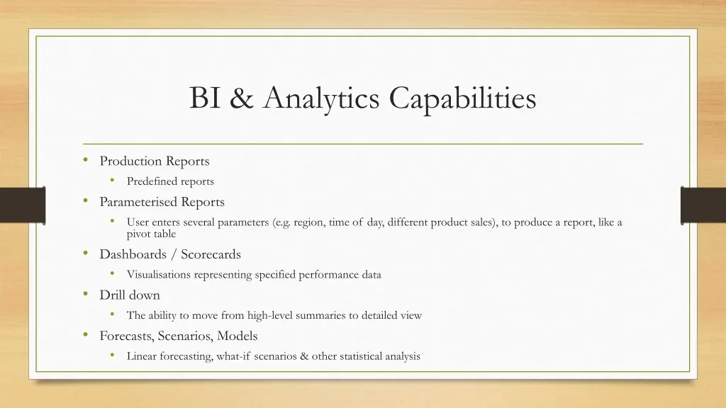 bi analytics capabilities