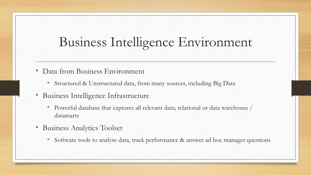 business intelligence environment 1