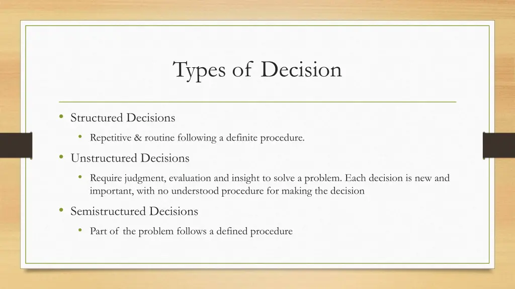 types of decision