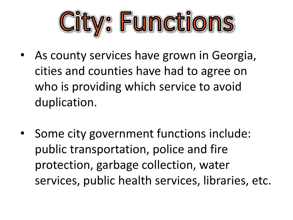 city functions