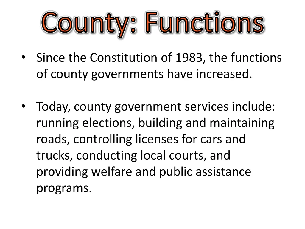 county functions