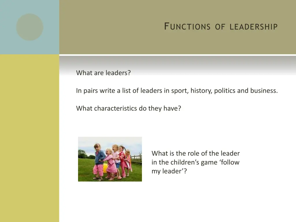 f unctions of leadership