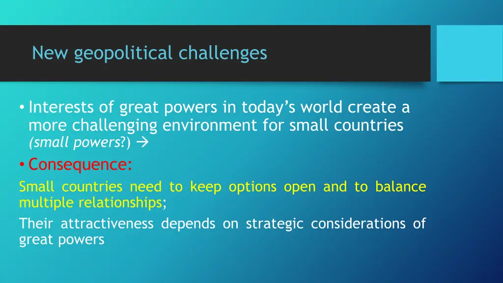 new geopolitical challenges