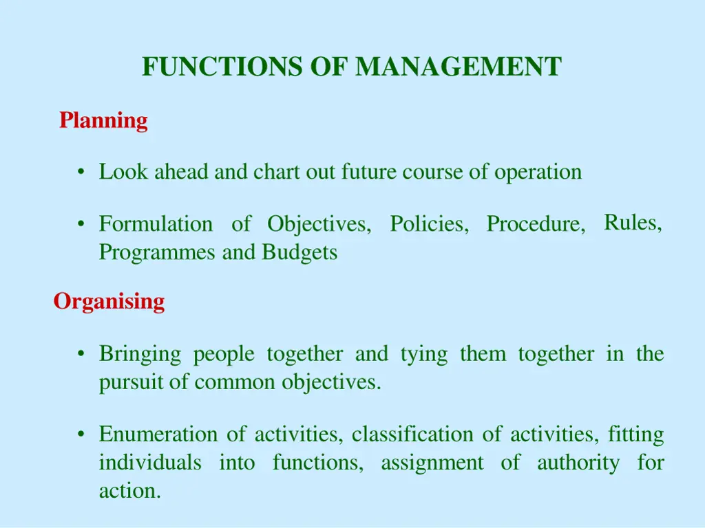 functions of management