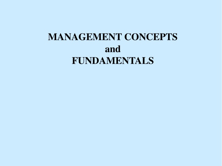 management concepts and fundamentals