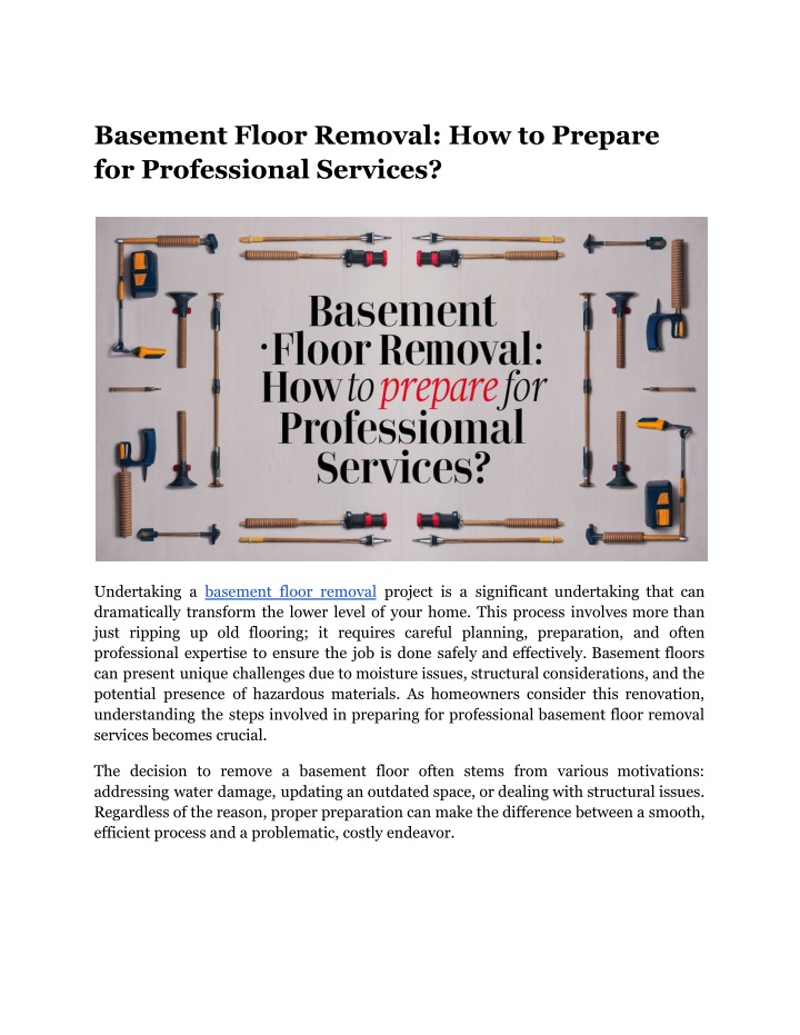 basement floor removal how to prepare