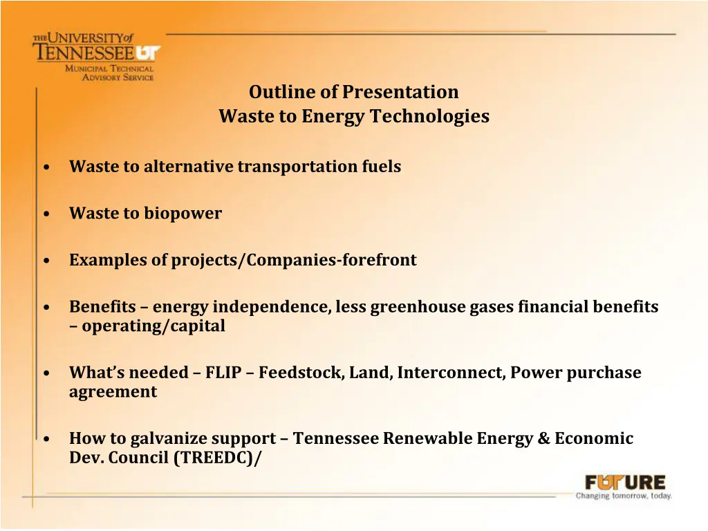 outline of presentation waste to energy